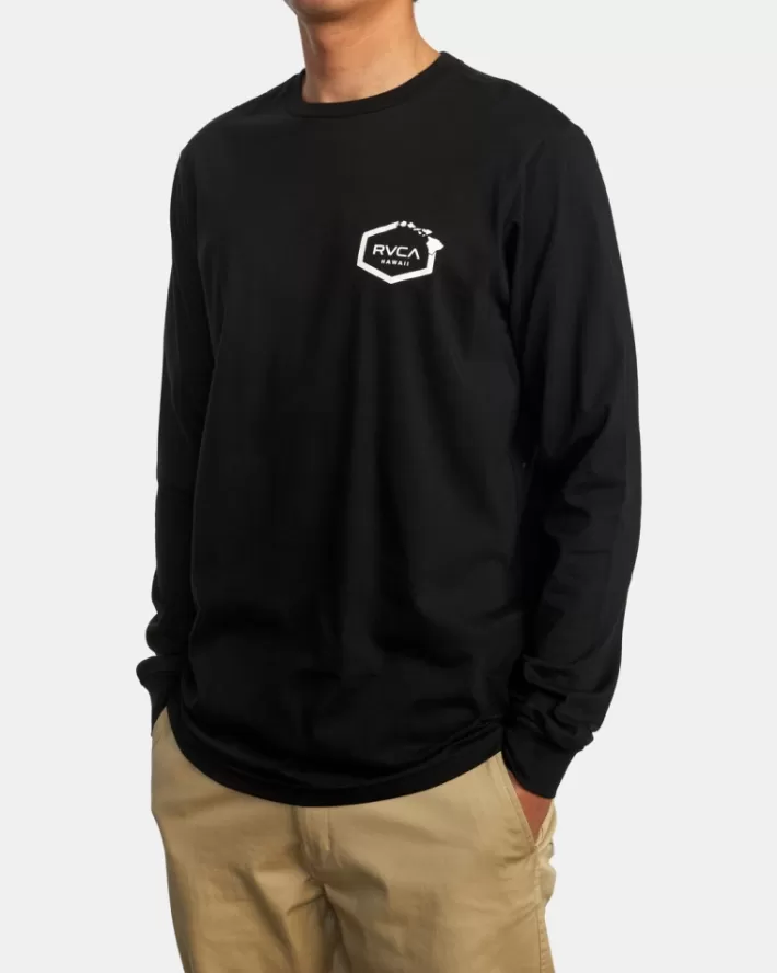 RVCA Camisetas Regata Hawaii Defer Flag Long Sleeve Tee Masculino | MYFKXP-370< Camisetas Regata