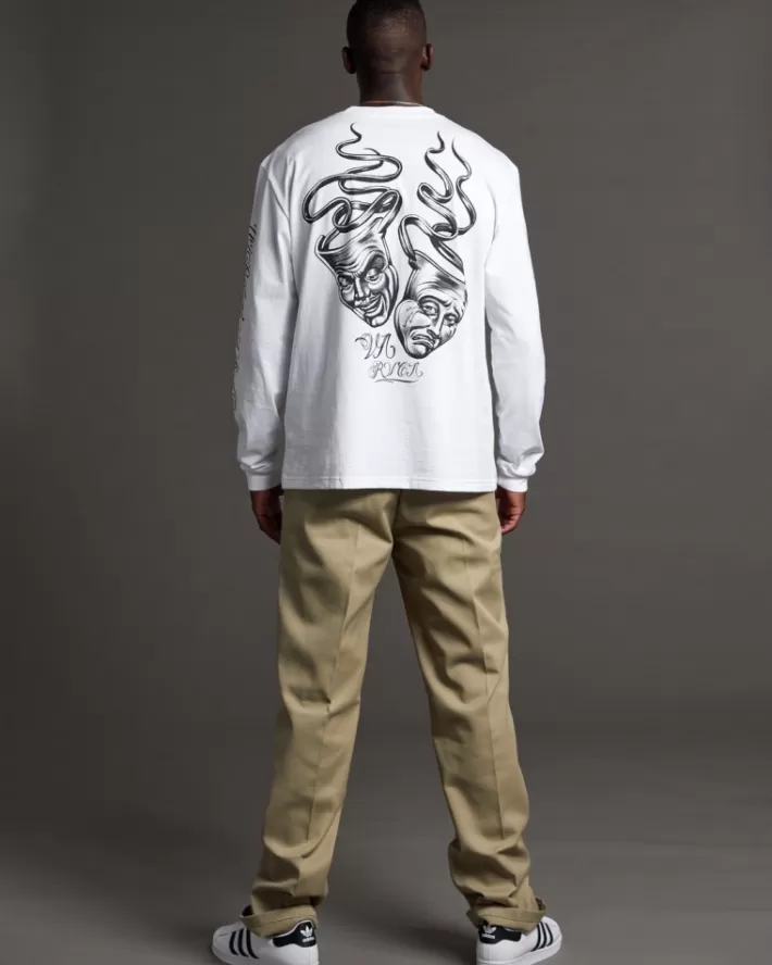 RVCA Camisetas Regata Mister Cartoon Laugh Now Long Sleeve Tee Masculino | MPOTER-258< Camisetas Regata