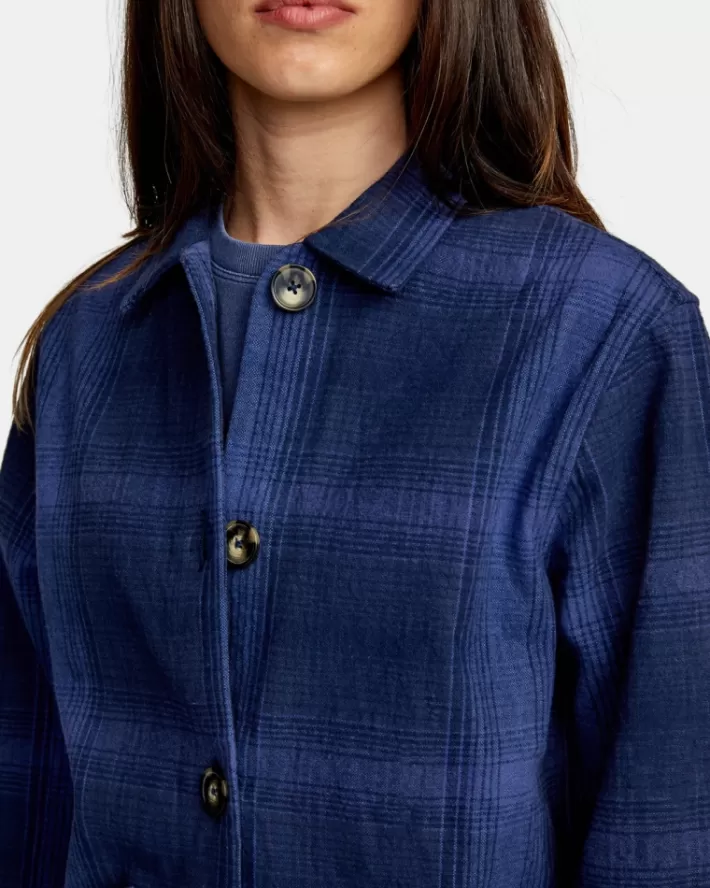 RVCA Casaco New World Button-Down Flannel Feminino | SYDAJB-253<MULHER Casaco