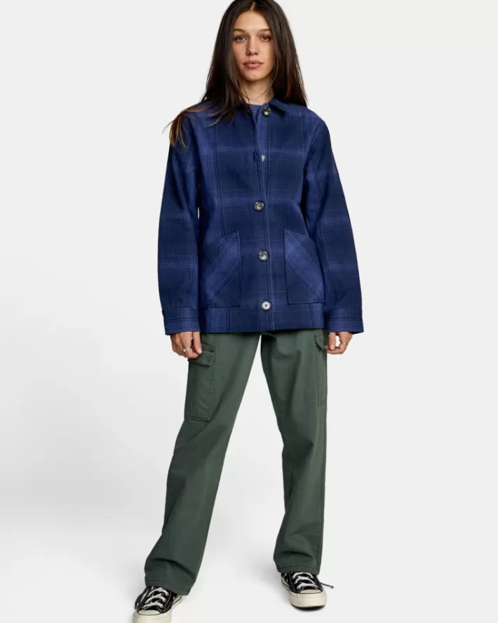 RVCA Casaco New World Button-Down Flannel Feminino | SYDAJB-253<MULHER Casaco
