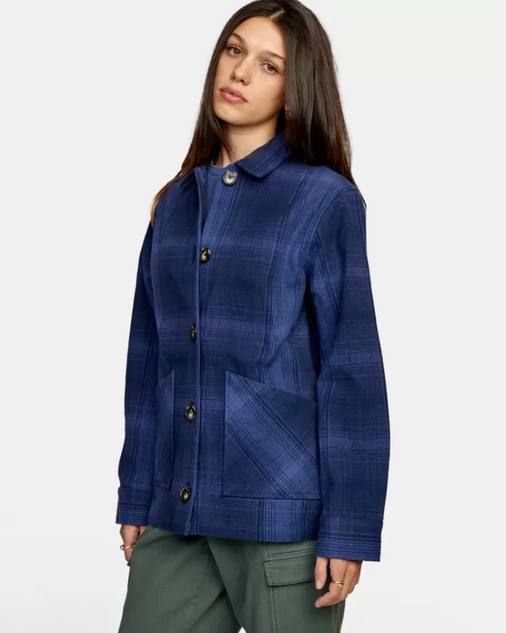 RVCA Casaco New World Button-Down Flannel Feminino | SYDAJB-253<MULHER Casaco