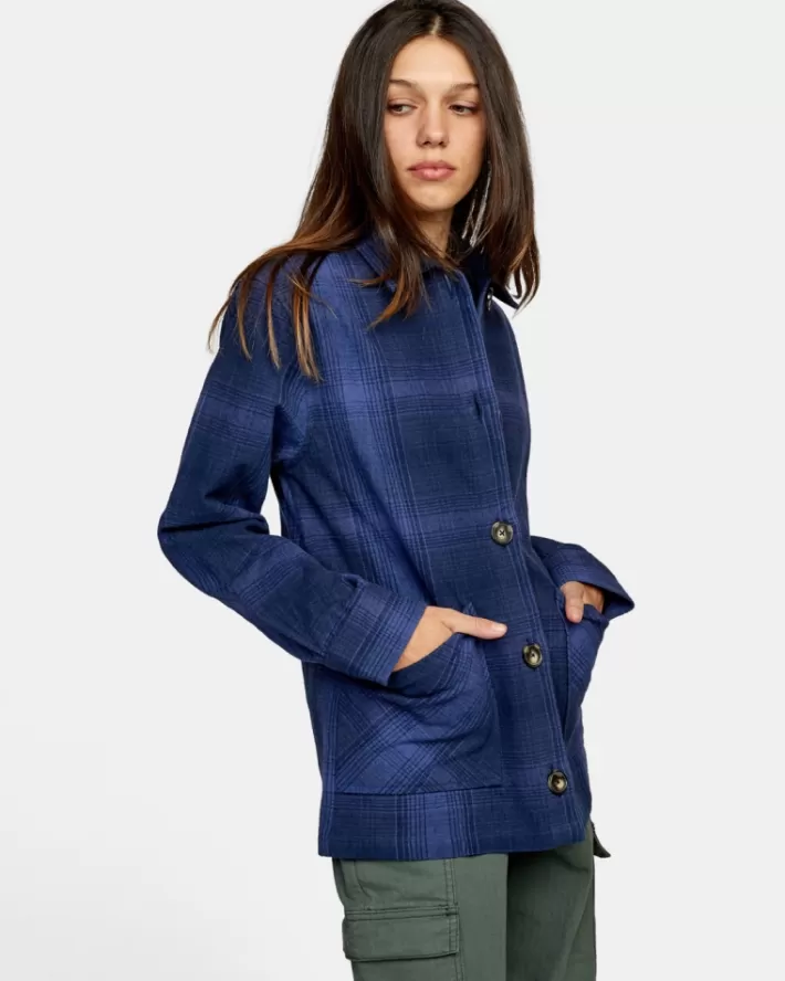 RVCA Casaco New World Button-Down Flannel Feminino | SYDAJB-253<MULHER Casaco