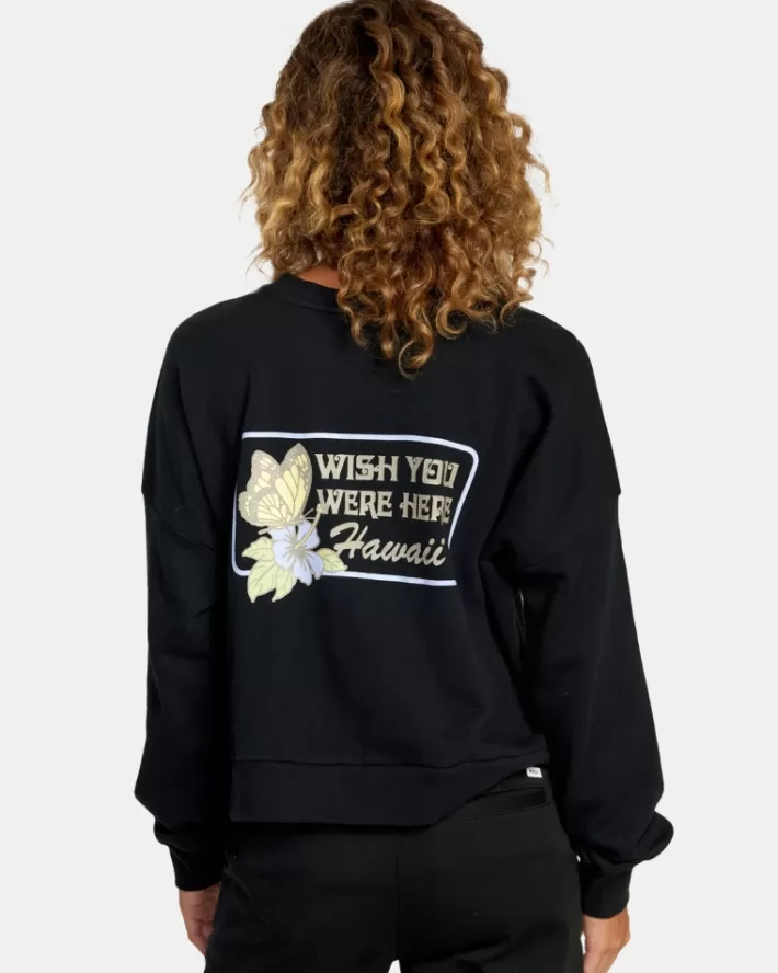 RVCA Loungewear Hi Wish You Were Here Crewneck Feminino | CQKYHZ-143<MULHER Loungewear