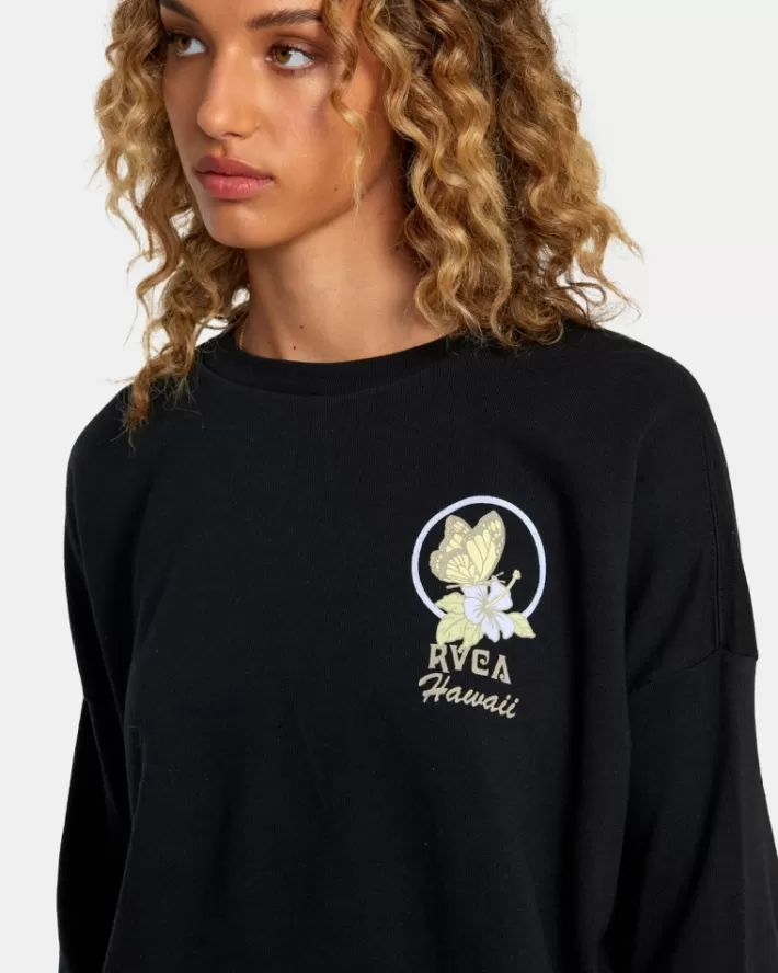 RVCA Loungewear Hi Wish You Were Here Crewneck Feminino | CQKYHZ-143<MULHER Loungewear