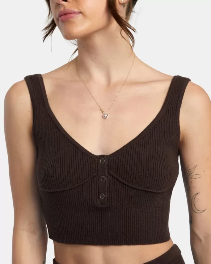 RVCA Loungewear Swerve Henley Rib Knit Crop Feminino | LEXTYN-190<MULHER Loungewear