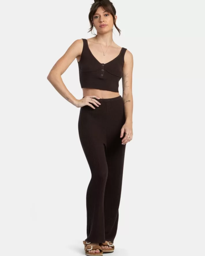 RVCA Loungewear Swerve Henley Rib Knit Crop Feminino | LEXTYN-190<MULHER Loungewear