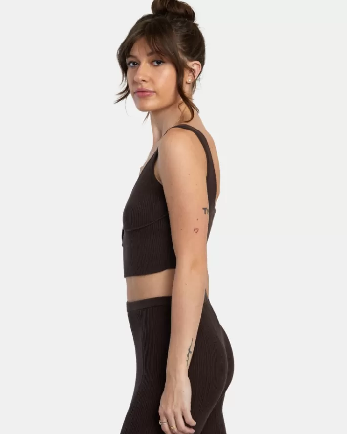 RVCA Loungewear Swerve Henley Rib Knit Crop Feminino | LEXTYN-190<MULHER Loungewear