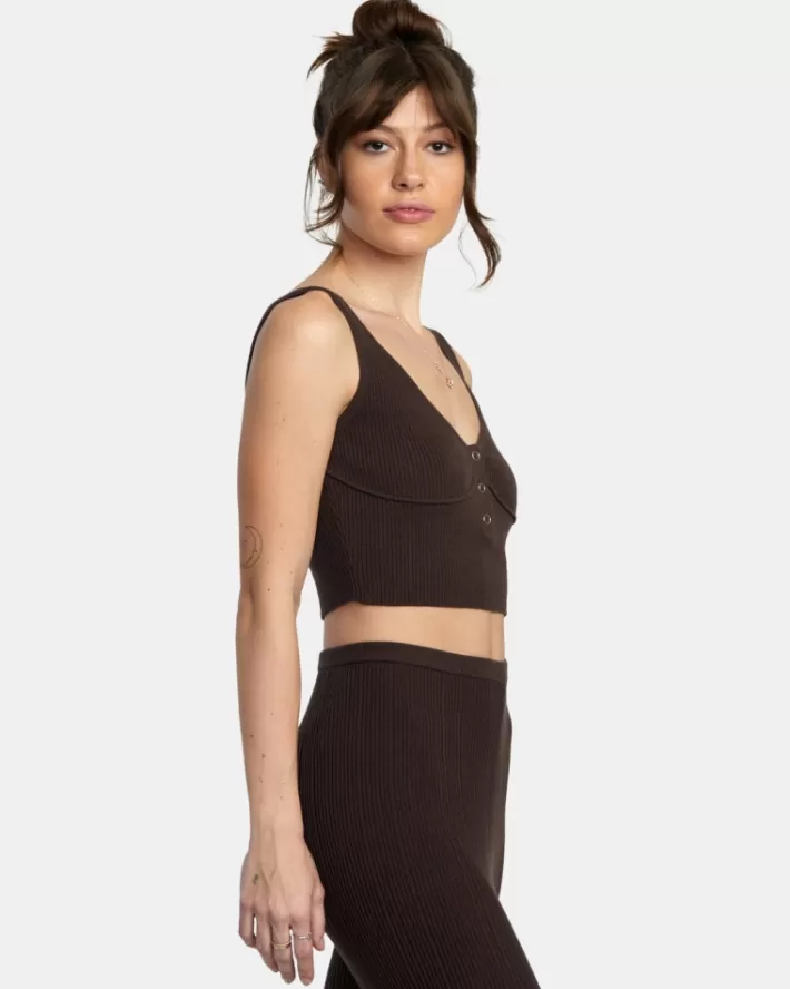 RVCA Loungewear Swerve Henley Rib Knit Crop Feminino | LEXTYN-190<MULHER Loungewear