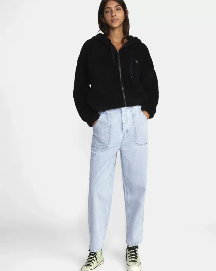 RVCA Moletom Com Capuz Fuzzy Zip-Up Fleece Feminino | PADEJY-973<MULHER Moletom Com Capuz