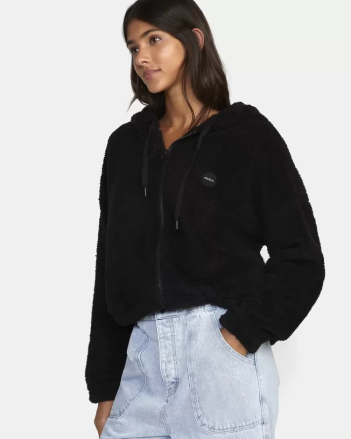 RVCA Moletom Com Capuz Fuzzy Zip-Up Fleece Feminino | PADEJY-973<MULHER Moletom Com Capuz