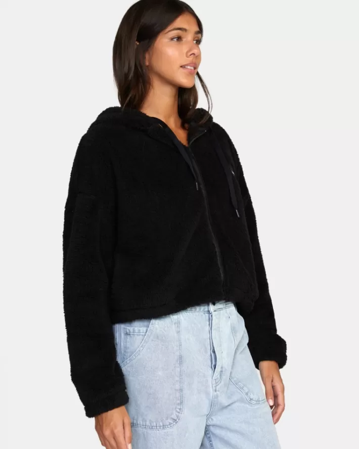 RVCA Moletom Com Capuz Fuzzy Zip-Up Fleece Feminino | PADEJY-973<MULHER Moletom Com Capuz