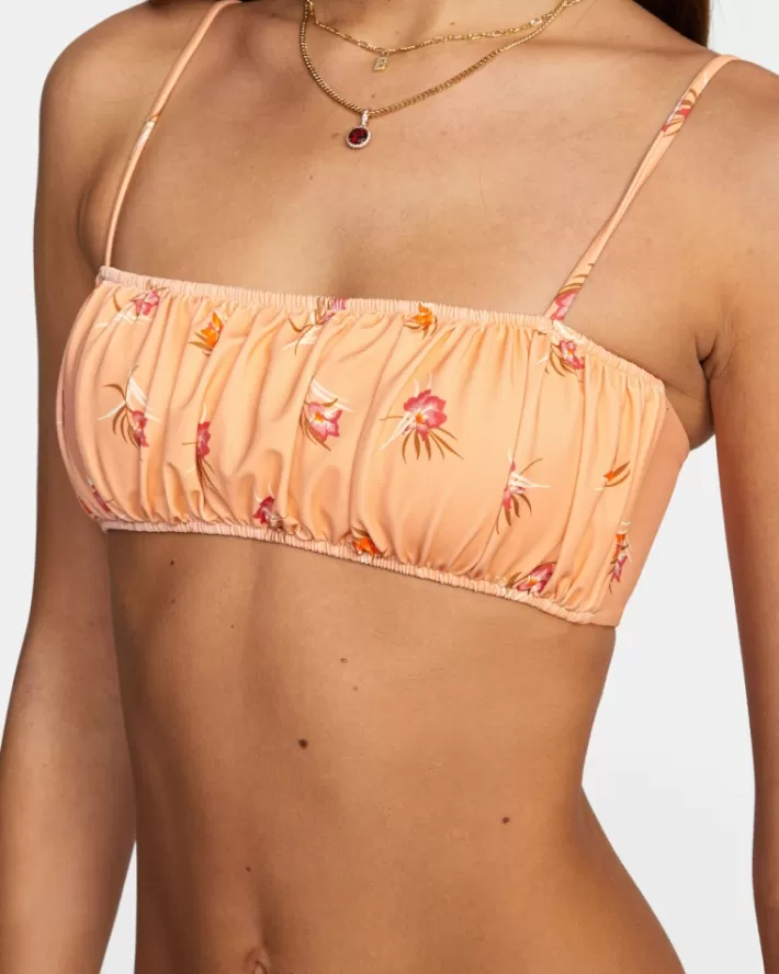 RVCA Tops De Biquíni Easy To Love Printed Spaghetti Alças Bandeau Feminino | OASJHM-305<MULHER Tops De Biquíni
