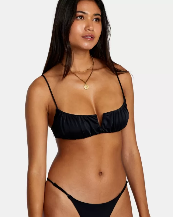 RVCA Tops De Biquíni Solid Shirred V-Wire Bralette Feminino | LTPOGY-741<MULHER Tops De Biquíni