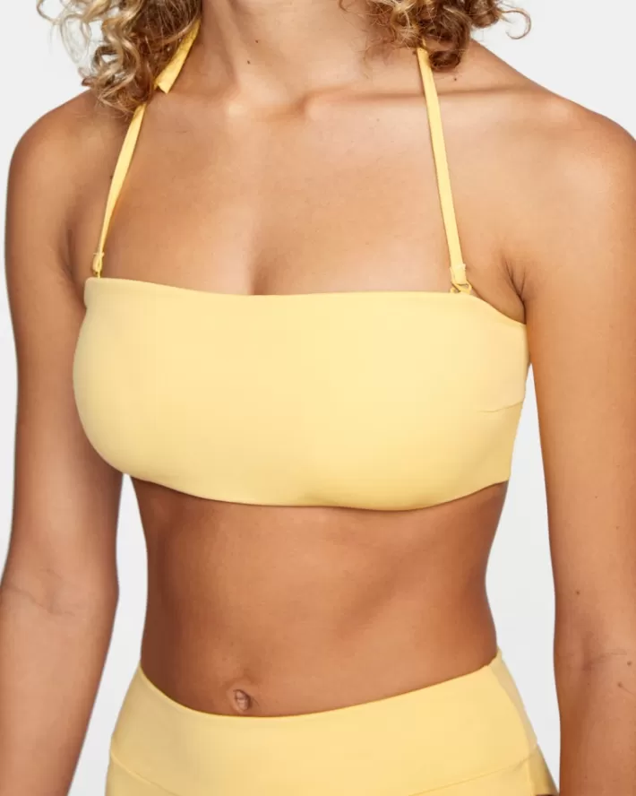 RVCA Tops De Biquíni Solid Tie-Back Halter Bandeau Feminino | FOGZBI-521<MULHER Tops De Biquíni