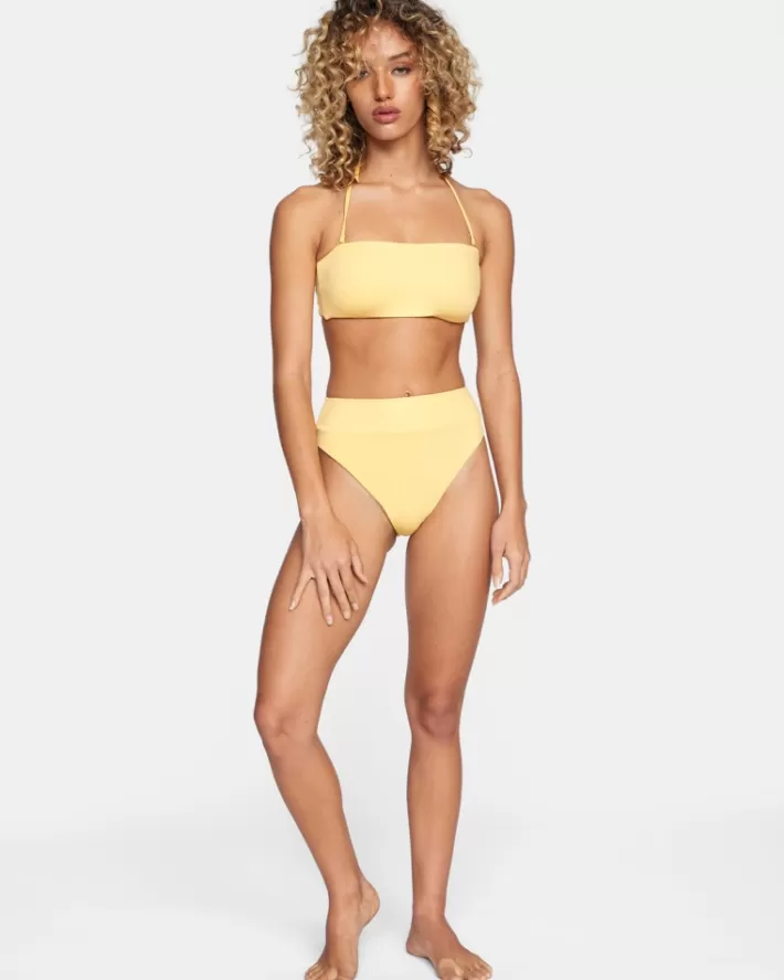RVCA Tops De Biquíni Solid Tie-Back Halter Bandeau Feminino | FOGZBI-521<MULHER Tops De Biquíni