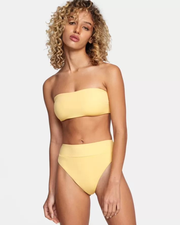 RVCA Tops De Biquíni Solid Tie-Back Halter Bandeau Feminino | FOGZBI-521<MULHER Tops De Biquíni