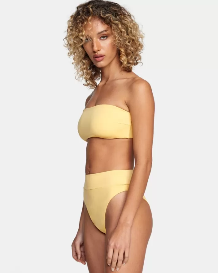 RVCA Tops De Biquíni Solid Tie-Back Halter Bandeau Feminino | FOGZBI-521<MULHER Tops De Biquíni