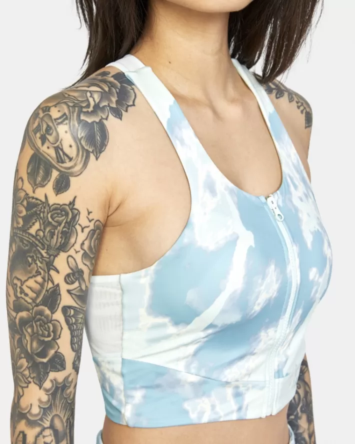RVCA Tops De Biquíni Wavelength Printed Zip Racerback Feminino | BWPSNC-658<MULHER Tops De Biquíni