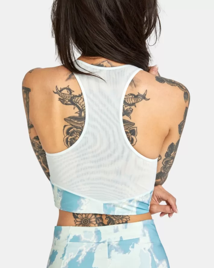RVCA Tops De Biquíni Wavelength Printed Zip Racerback Feminino | BWPSNC-658<MULHER Tops De Biquíni