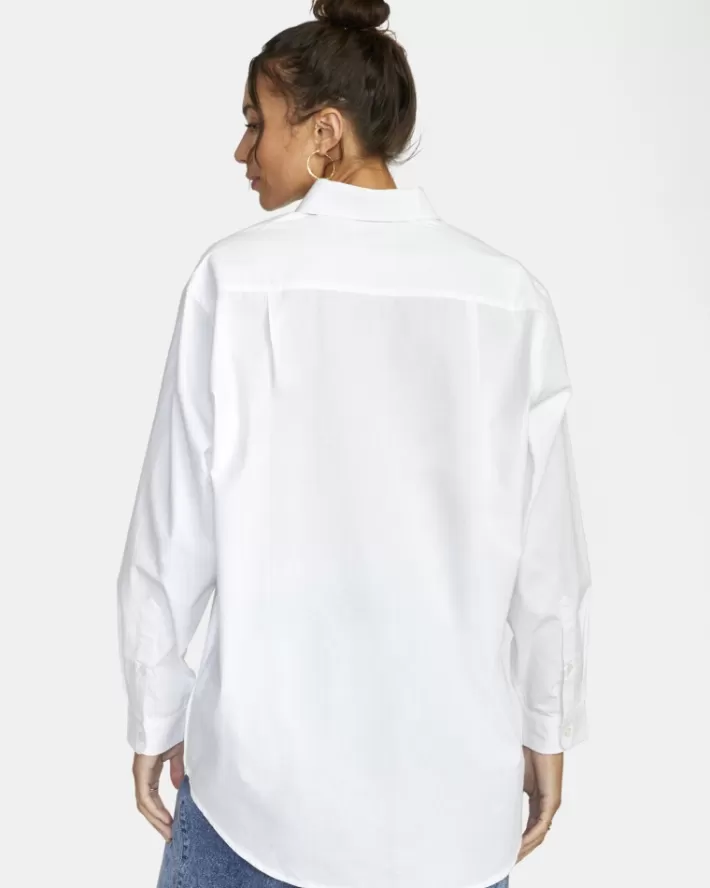 RVCA Tops Angeles Long Sleeve Button-Up Feminino | NRHCXT-253<MULHER Tops