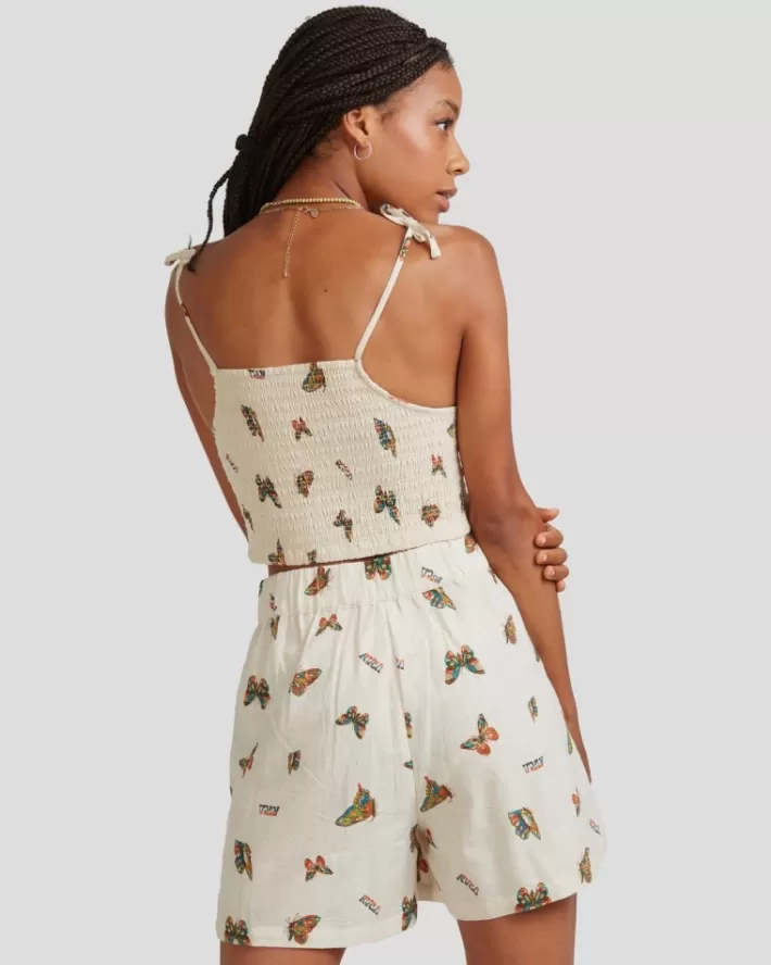 RVCA Tops Mel G Flutter Tie Smocked Feminino | BWKUJY-037<MULHER Tops