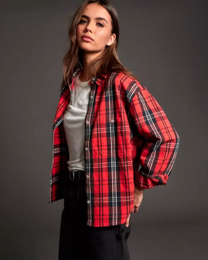 RVCA Tops Notorious Long Sleeve Flannel Feminino | YNZOQX-802<MULHER Tops