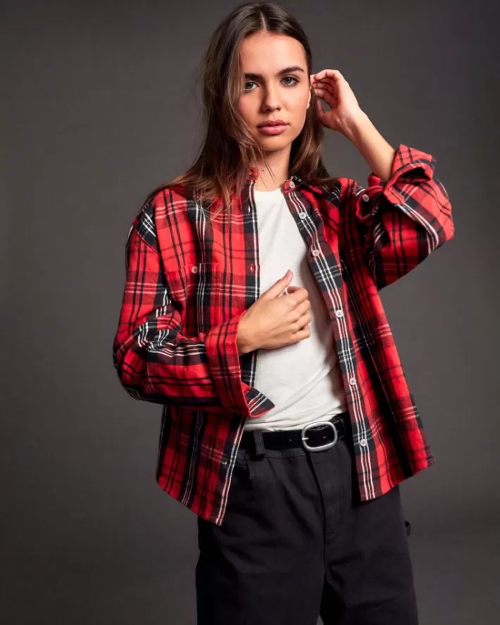 RVCA Tops Notorious Long Sleeve Flannel Feminino | YNZOQX-802<MULHER Tops