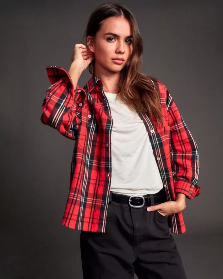 RVCA Tops Notorious Long Sleeve Flannel Feminino | YNZOQX-802<MULHER Tops
