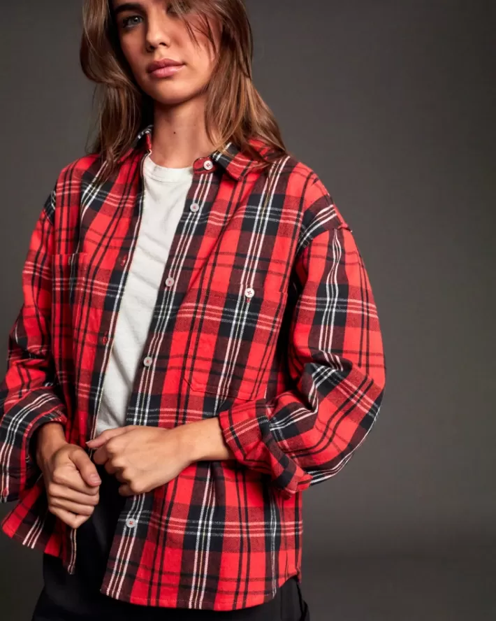 RVCA Tops Notorious Long Sleeve Flannel Feminino | YNZOQX-802<MULHER Tops