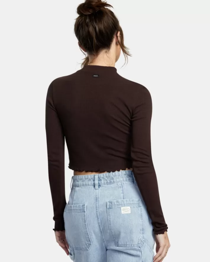 RVCA Tops Saved Long Sleeve Long Sleeve Crop Feminino | TPUYOX-841<MULHER Tops