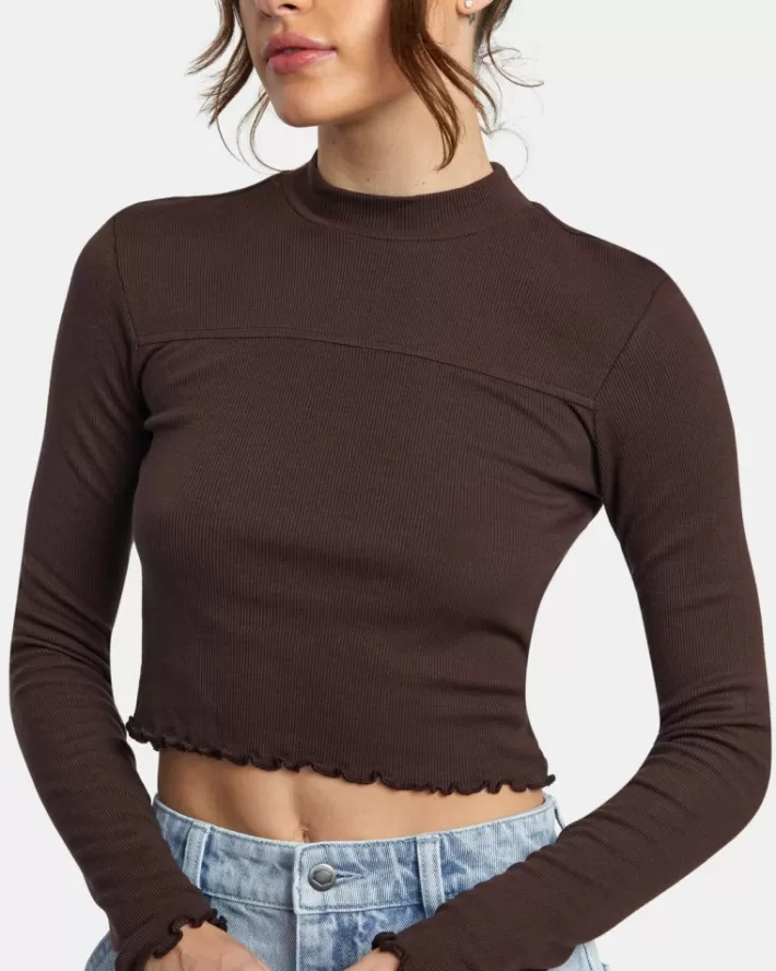 RVCA Tops Saved Long Sleeve Long Sleeve Crop Feminino | TPUYOX-841<MULHER Tops