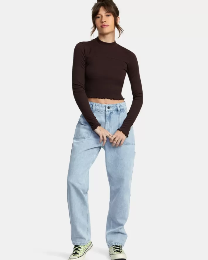 RVCA Tops Saved Long Sleeve Long Sleeve Crop Feminino | TPUYOX-841<MULHER Tops