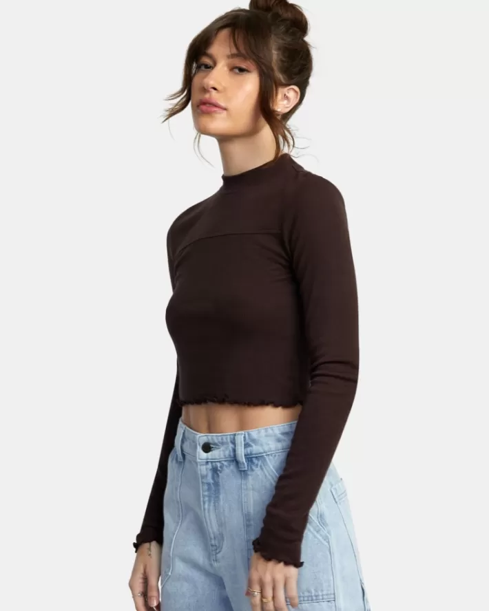 RVCA Tops Saved Long Sleeve Long Sleeve Crop Feminino | TPUYOX-841<MULHER Tops