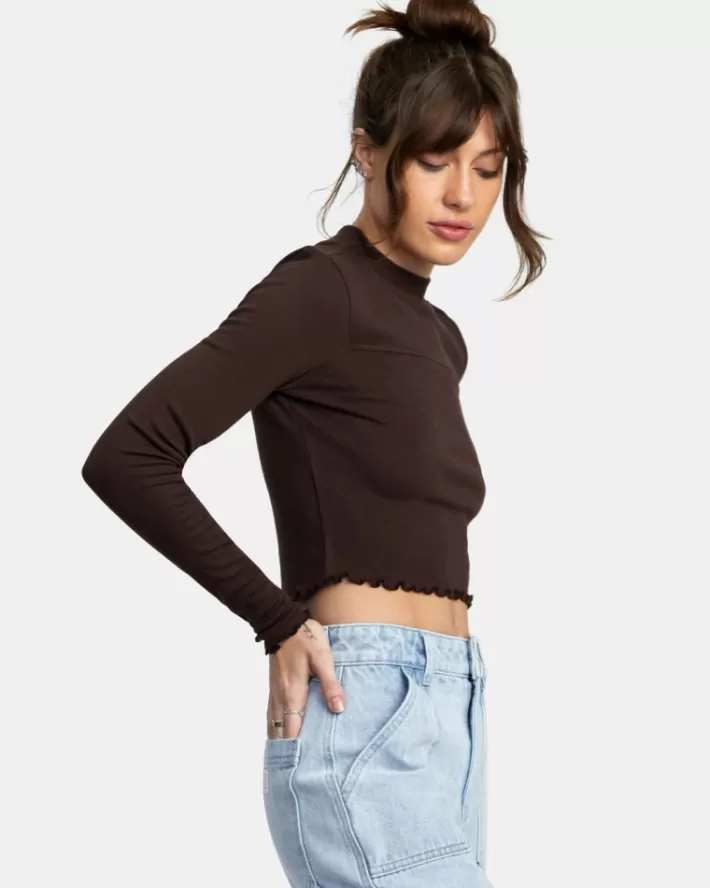 RVCA Tops Saved Long Sleeve Long Sleeve Crop Feminino | TPUYOX-841<MULHER Tops