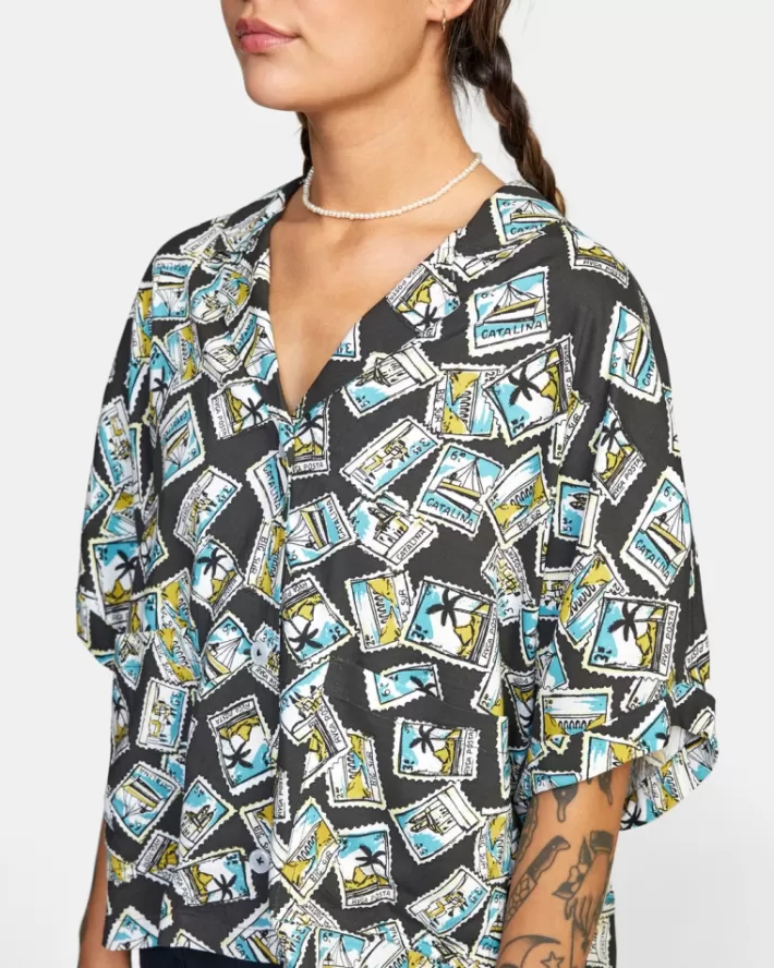 RVCA Tops Speakeasy Button Down Feminino | KMSAJV-530<MULHER Tops