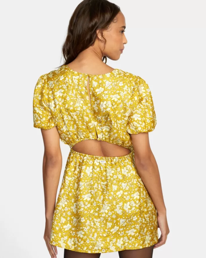 RVCA Vestidos Accomplice Puff Sleeve Mini Feminino | QYAXZV-759<MULHER Vestidos
