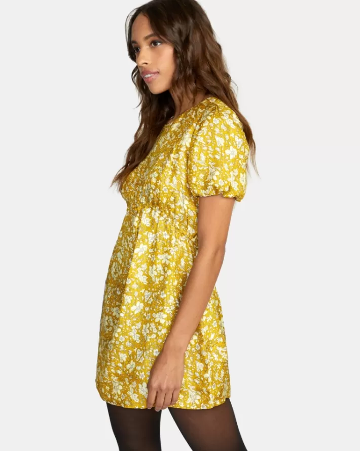 RVCA Vestidos Accomplice Puff Sleeve Mini Feminino | QYAXZV-759<MULHER Vestidos