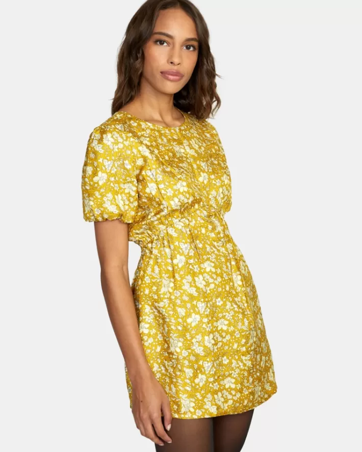RVCA Vestidos Accomplice Puff Sleeve Mini Feminino | QYAXZV-759<MULHER Vestidos