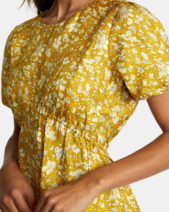 RVCA Vestidos Accomplice Puff Sleeve Mini Feminino | QYAXZV-759<MULHER Vestidos