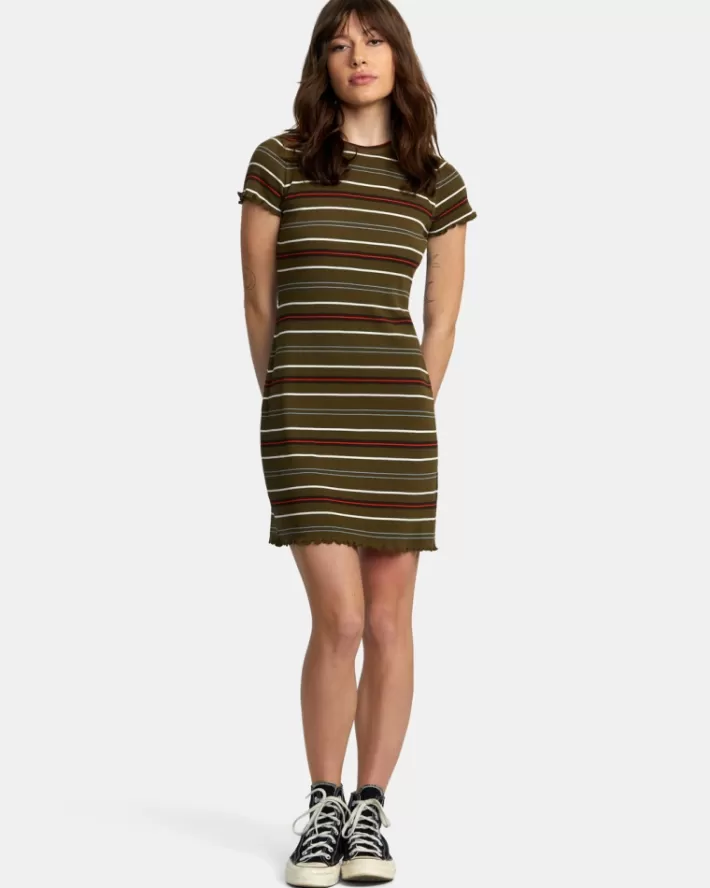 RVCA Vestidos Rover Rib Knit Feminino | KFMHSQ-748<MULHER Vestidos